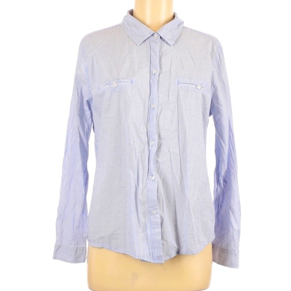 Old Navy | Stripe Print Long Sleeve Collared Blue - Picture 1 of 7